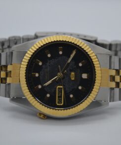 Clarinda Watches Seiko 5 SNXJ90 mod Best quality Seiko mods Seiko datejust Black gold textured dial 7