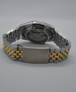 Clarinda Watches Seiko 5 SNXJ90 mod Best quality Seiko mods Seiko datejust Black gold textured dial SNXJ90 CASEBACK
